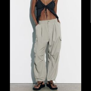 Zara Nylon Oversized Cargo Pants